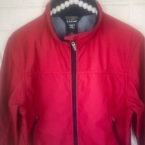 L.L. Bean Women's Red Bomber-Style Zip Jacket